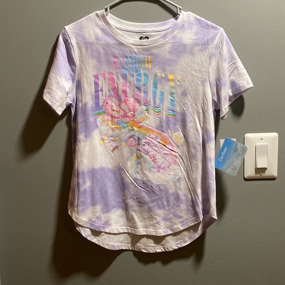 BRAND NEW GIRLS JUNIOR TIE DYE CARE BEAR SHIRT SIZE MEDIUM! NWT.